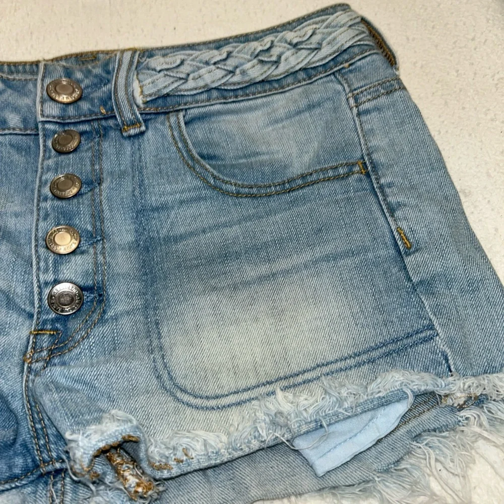 American Eagle Outfitters Blue Distressed Jean Shorts‎